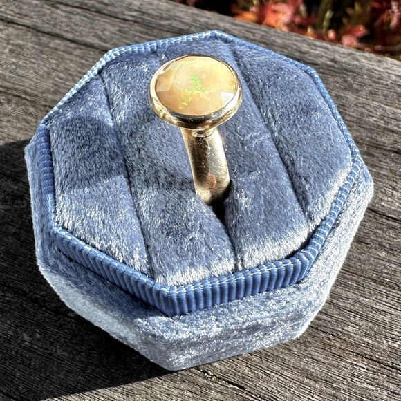 Ethiopian Opal Set in Handmade 14k Gold Ring - Picture 9 of 15